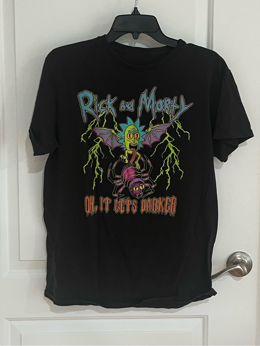 Ripple Junction Black Rick and Morty Graphic Tee with Neon Accent